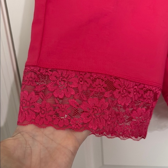 Women's Pink Lace Trim Shorts - Picture 2 of 6